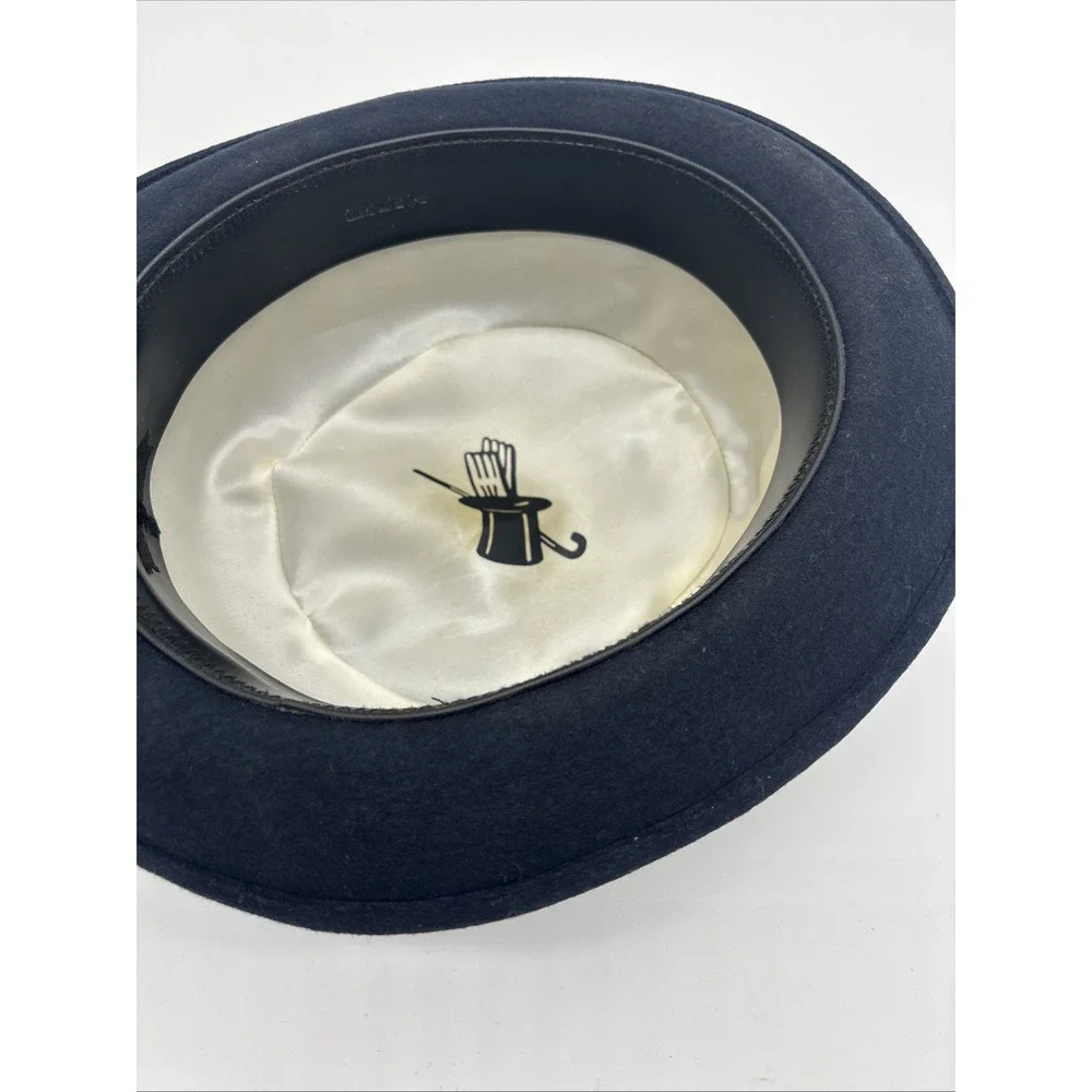 Vintage Pork Pie Fedora Hat By Capas  Design Navy Blue